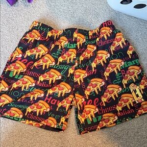 Colorful Pizza Print Kids Shorts